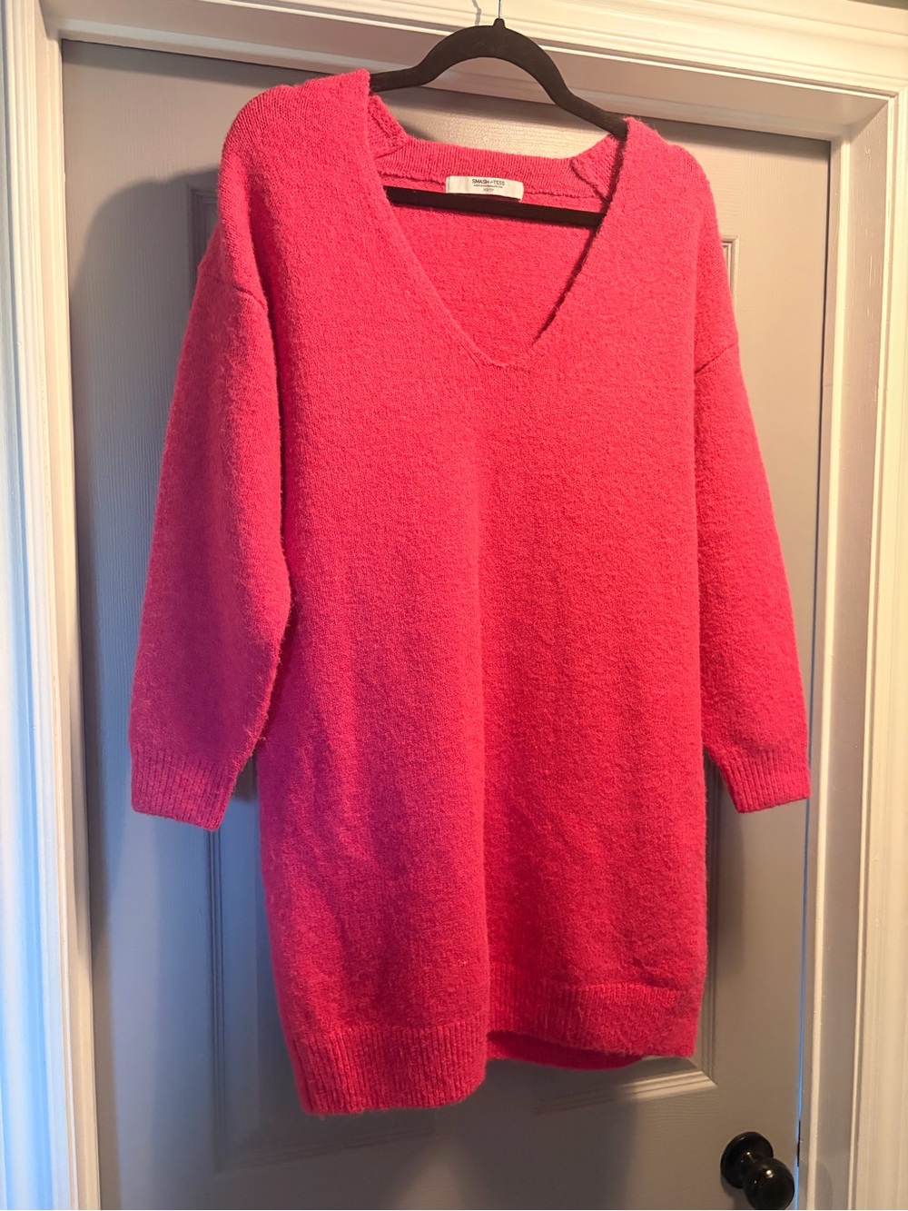 Smash + Tess V-Neck Sweater - Hot Pink
